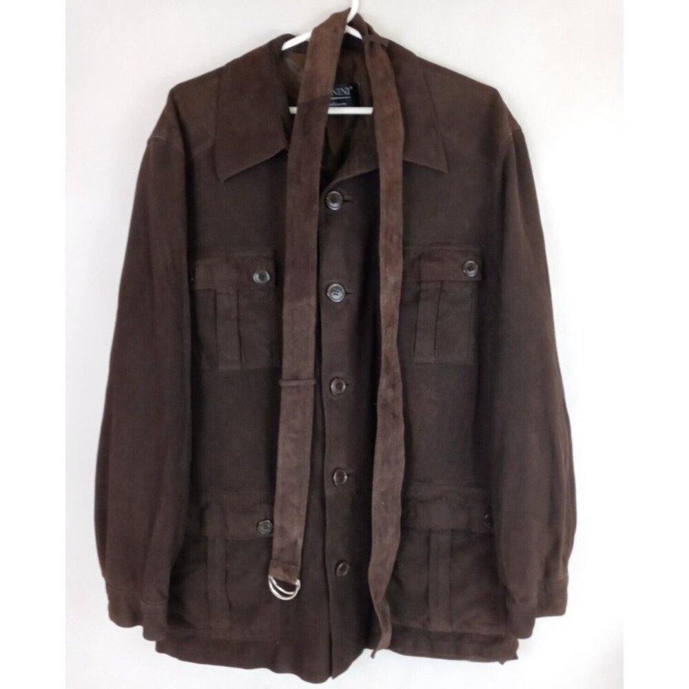 Bernini Platinum Women's Soft Brown 100% Genuine Leather Coat With Belt Large